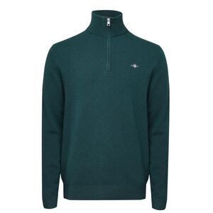Gant Mens Lambswool Blend Quarter Zip Sweatshirt / Green